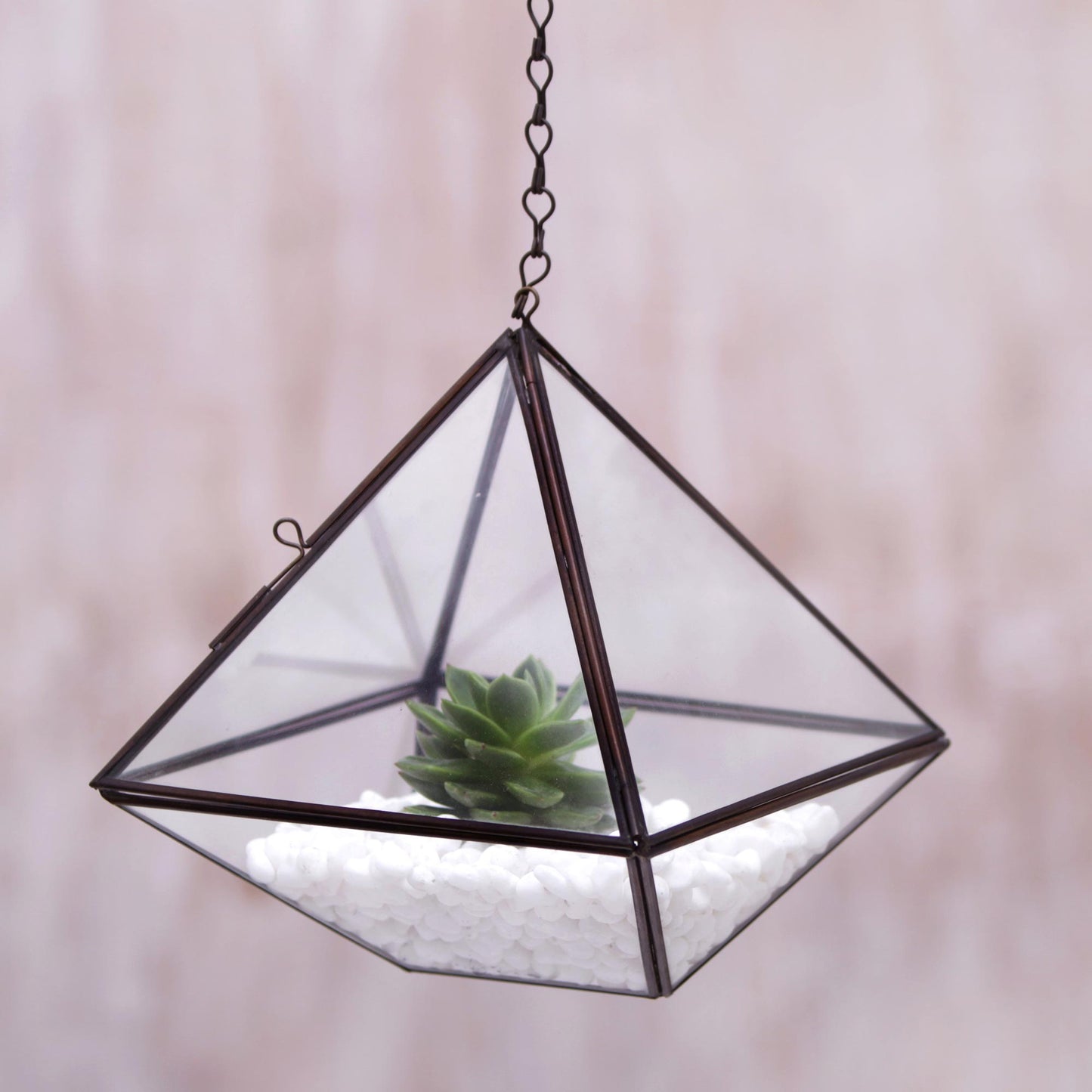 Sky Garden Artisan Handmade Geometric Glass Hanging Terrarium Indonesia