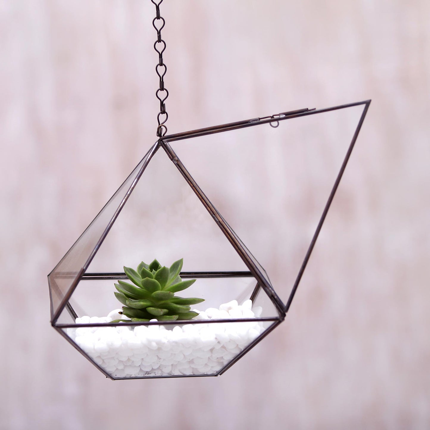 Sky Garden Artisan Handmade Geometric Glass Hanging Terrarium Indonesia