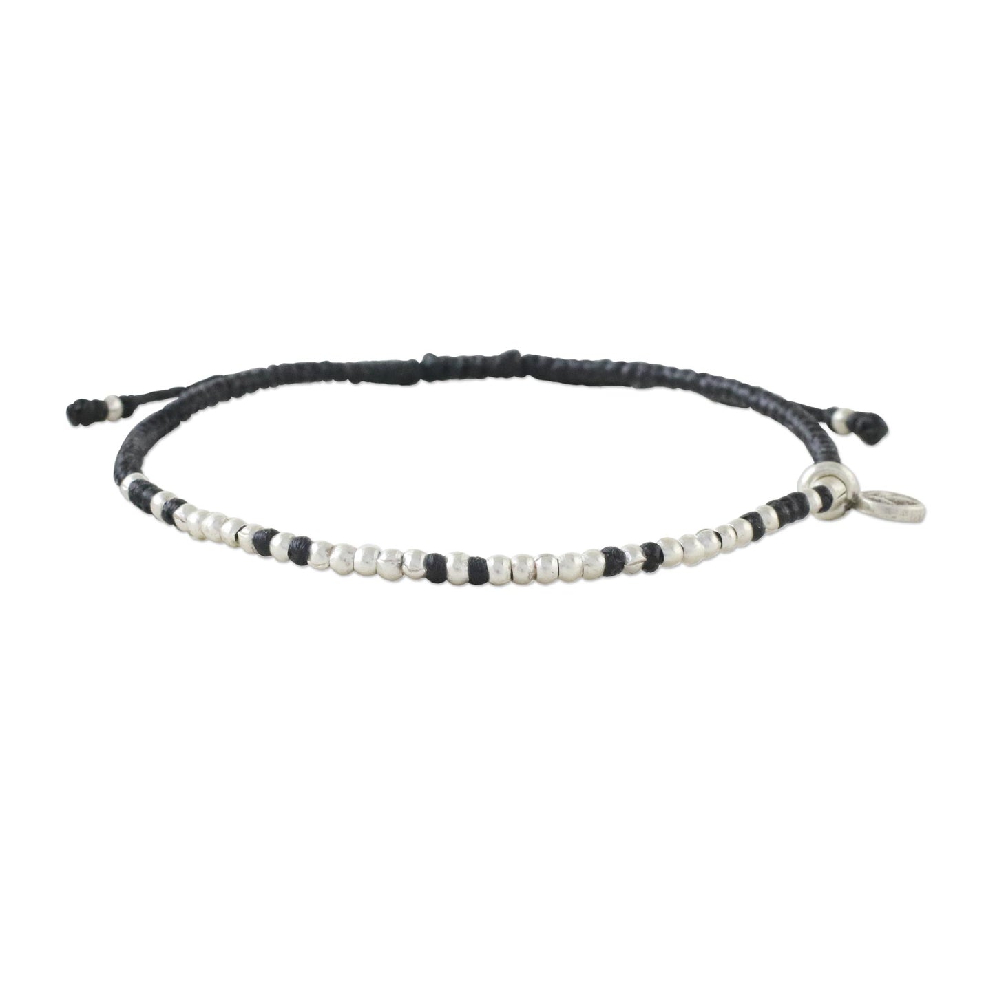 Bohemian Life in Black Bohemian Black Cord and 950 Silver Beaded Bracelet