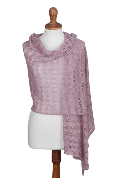 Dreamy Texture in Blush Textured 100% Baby Alpaca Shawl in Blush from Peru