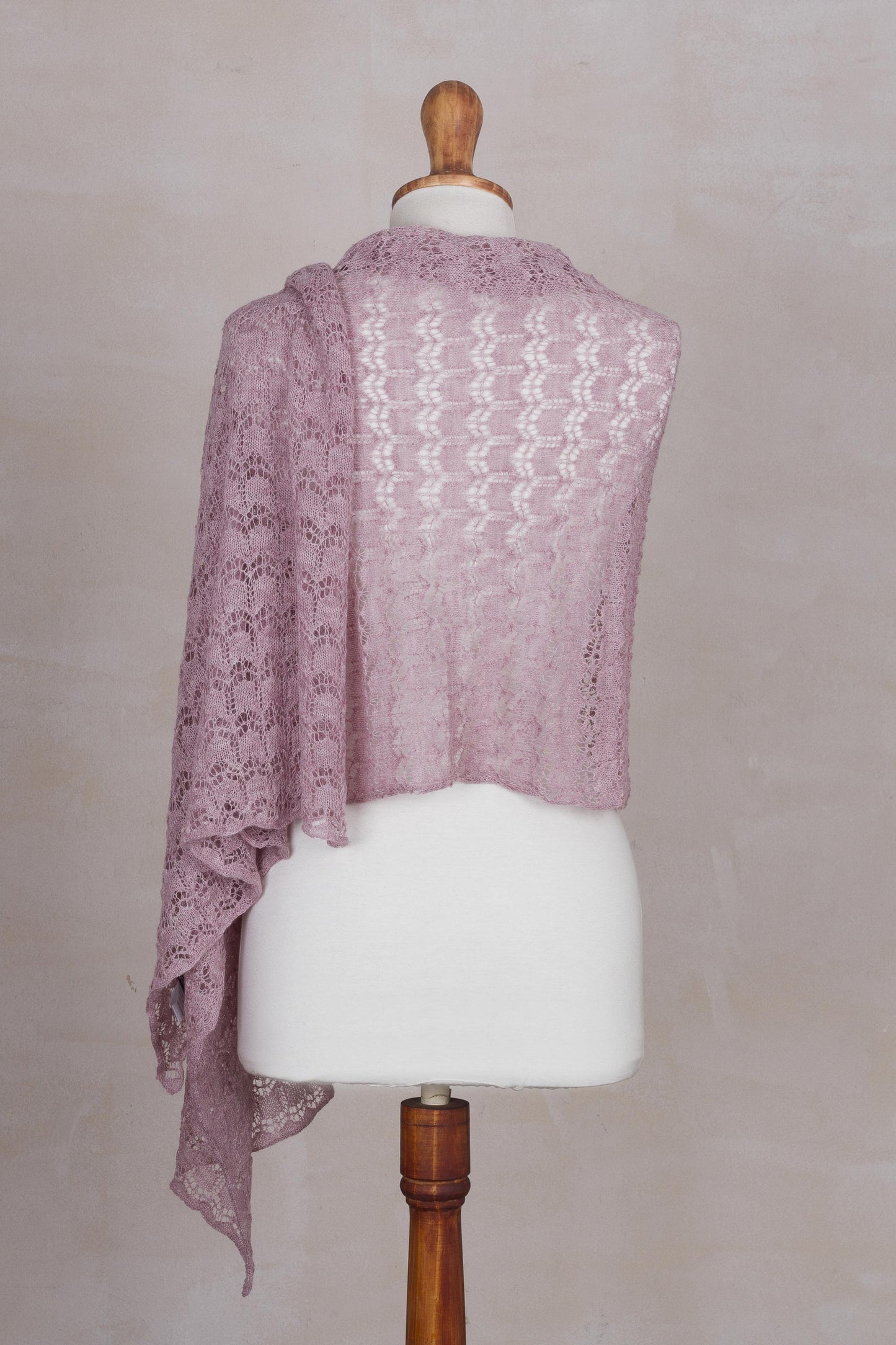 Dreamy Texture in Blush Textured 100% Baby Alpaca Shawl in Blush from Peru