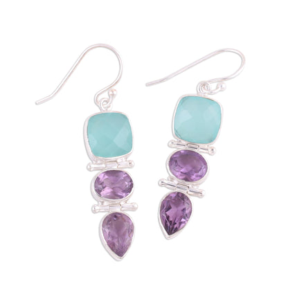 Glittering Muse Amethyst Chalcedony Earrings