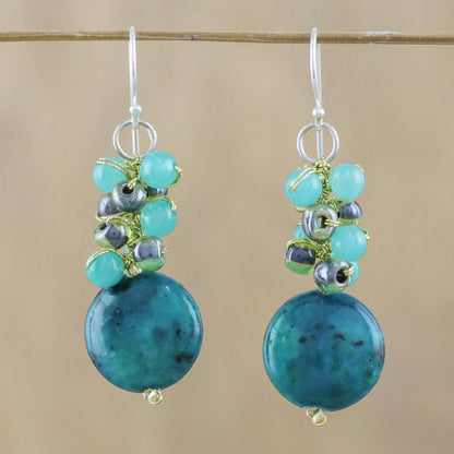 Fun Circles in Green Multi-Gem Earrings