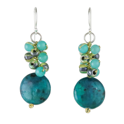 Fun Circles in Green Multi-Gem Earrings