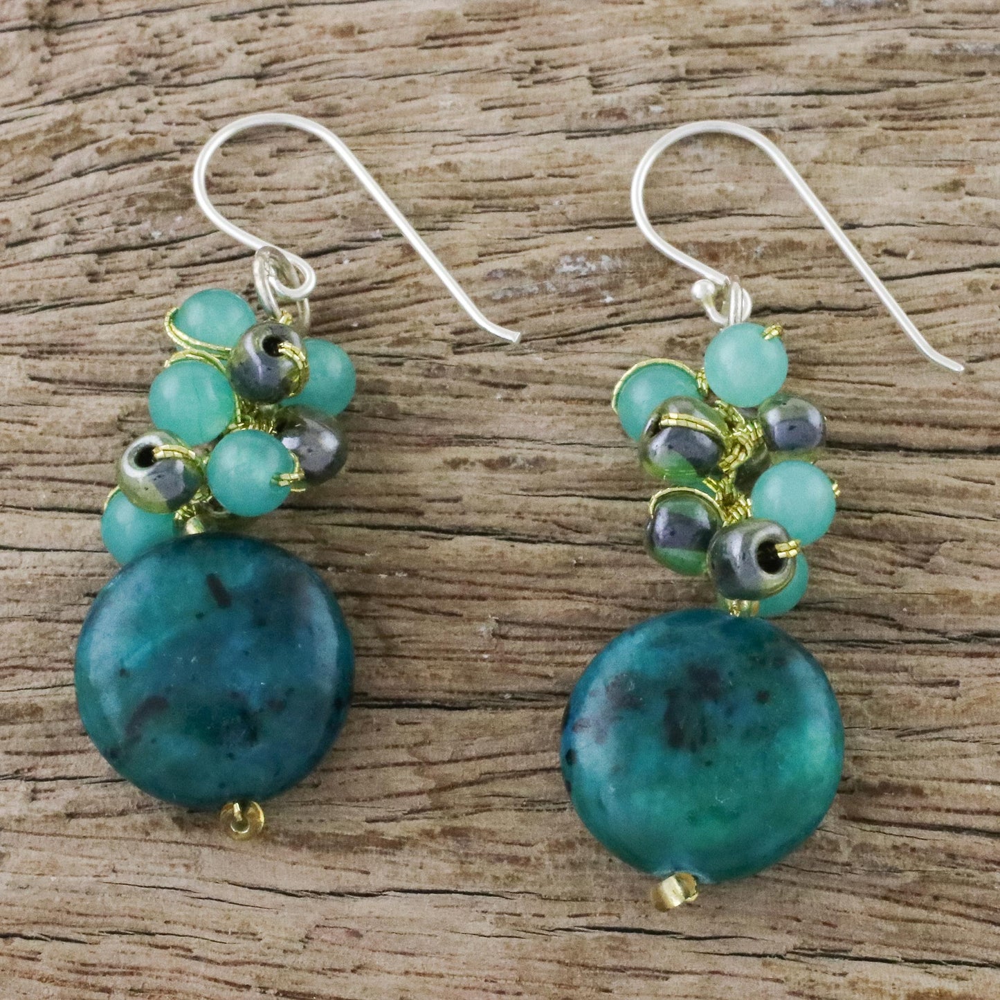 Fun Circles in Green Multi-Gem Earrings