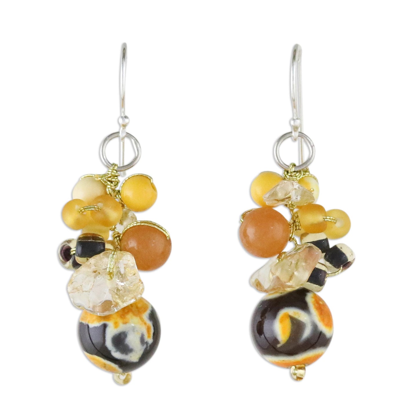 Lovely Blend in Yellow Quartz & Silver Cluster Earrings