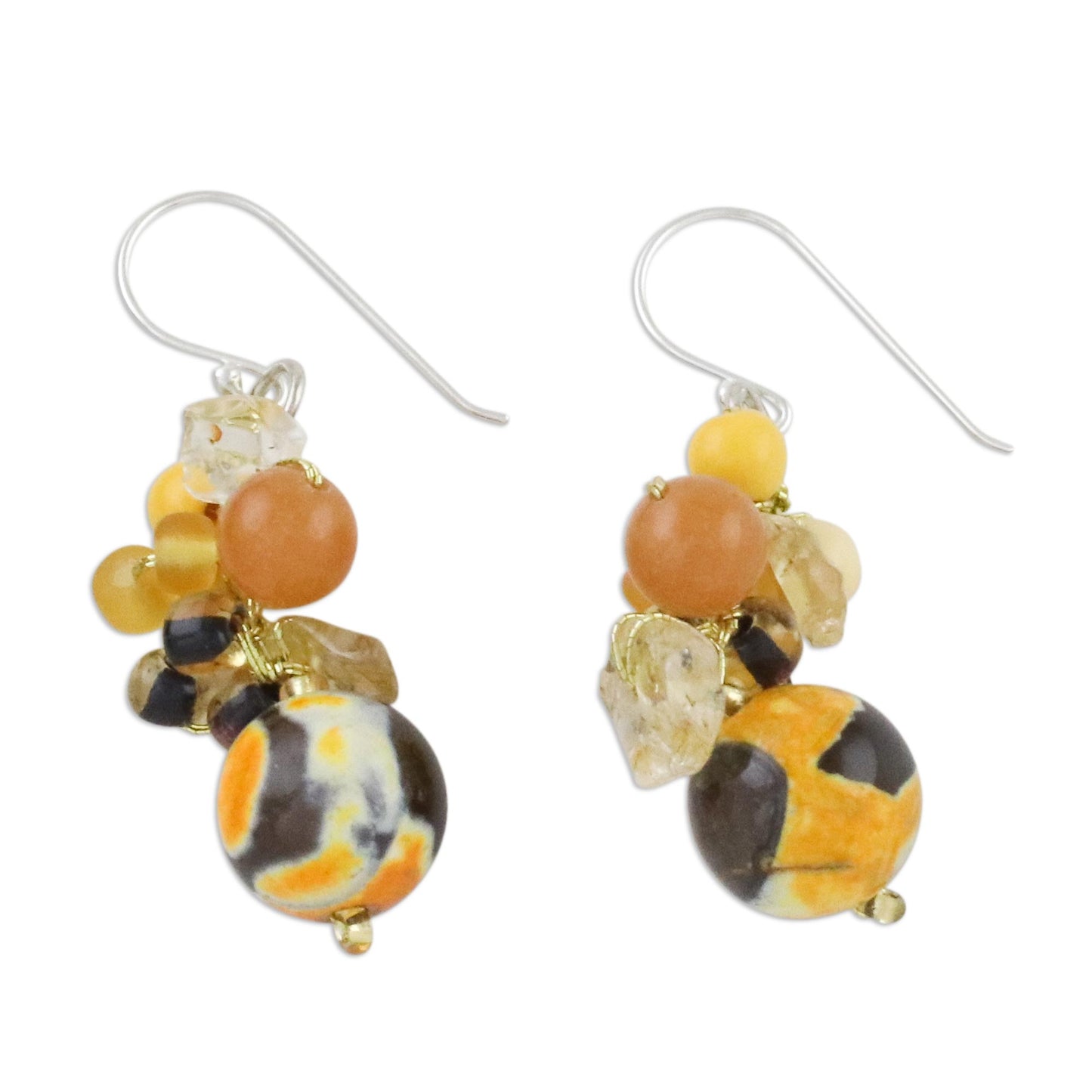 Lovely Blend in Yellow Quartz & Silver Cluster Earrings