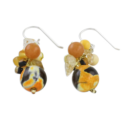 Lovely Blend in Yellow Quartz & Silver Cluster Earrings