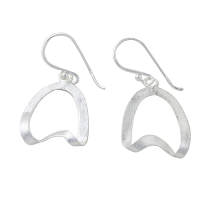 Twisted Ovals Thai Brushed Satin Finish Sterling Silver Dangle Earrings