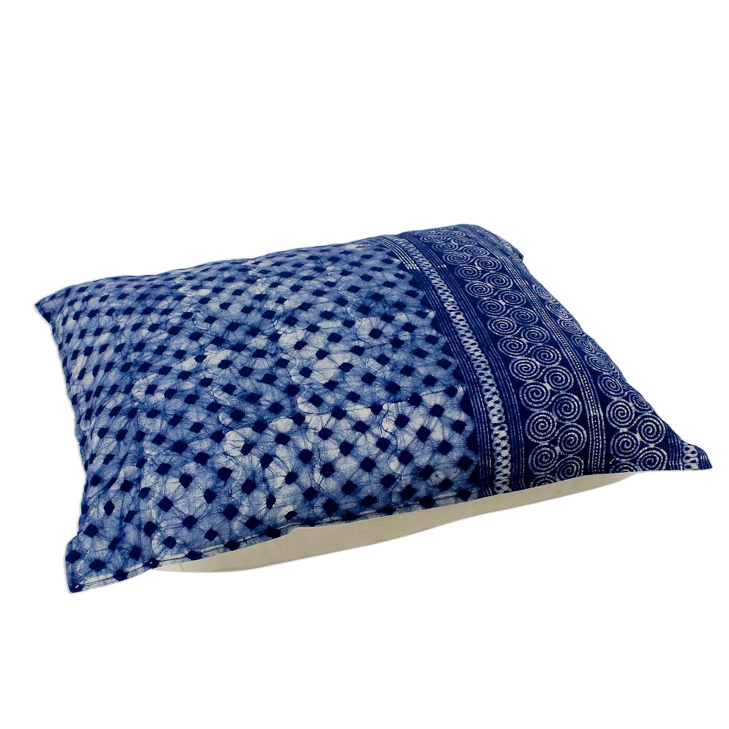 Modern Indigo Indigo Cotton Batik Rectangular Cushion Cover