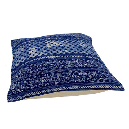 Square Modern Indigo Batik Patterned Indigo Cotton Cushion Cover