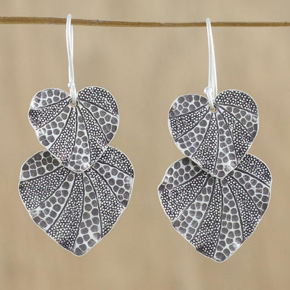 Lotus Garden Lotus Leaf Karen Hill Tribe Silver 950 Dangle Earrings