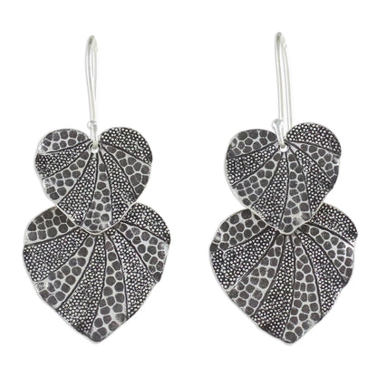 Lotus Garden Lotus Leaf Karen Hill Tribe Silver 950 Dangle Earrings