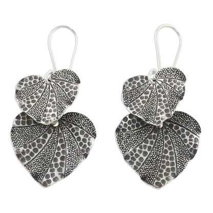 Lotus Garden Lotus Leaf Karen Hill Tribe Silver 950 Dangle Earrings