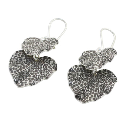 Lotus Garden Lotus Leaf Karen Hill Tribe Silver 950 Dangle Earrings