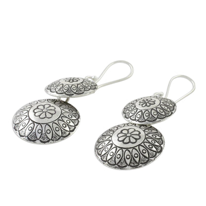 La Na Flowers Floral Karen Silver Dangle Earrings from Thailand