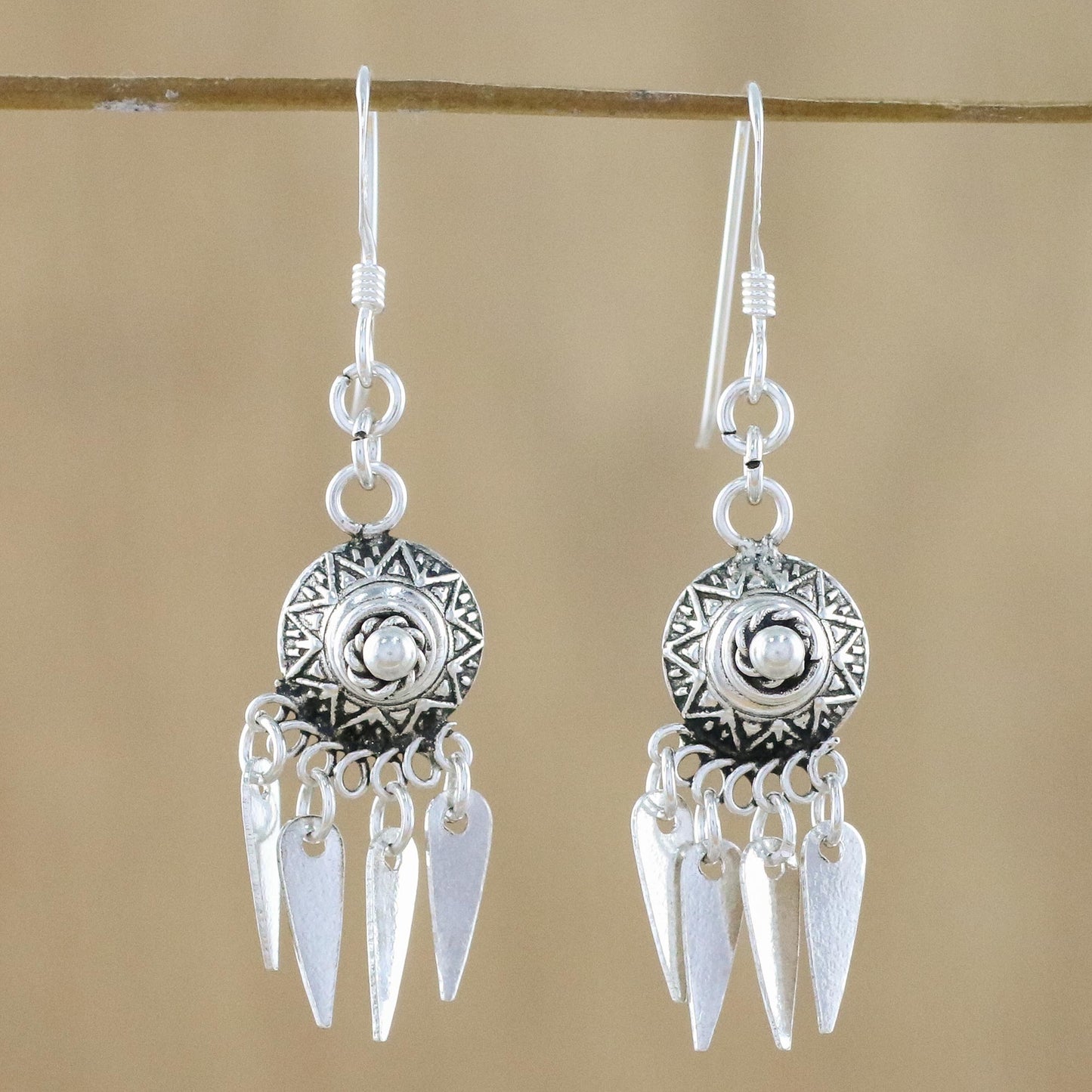 Chiang Mai Glisten Artisan Crafted Sterling Silver Earrings from Thailand