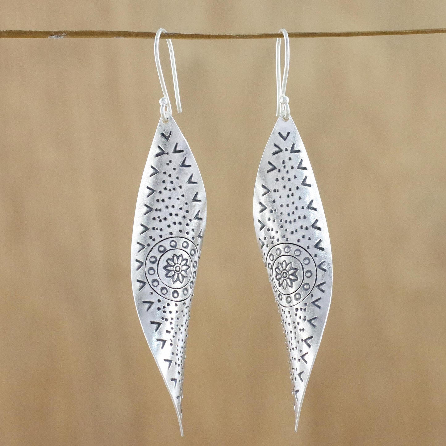 Gentle Breeze Handcrafted Karen Silver Dangle Earrings from Thailand