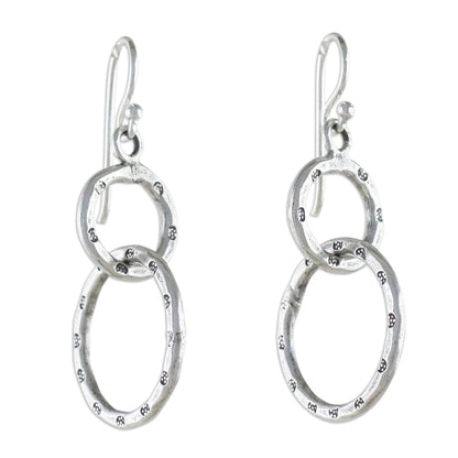 Dainty Links Stamped Sterling Silver Dangle Earrings from Thailand