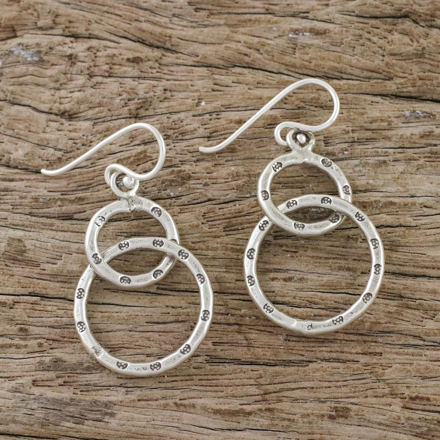 Dainty Links Stamped Sterling Silver Dangle Earrings from Thailand