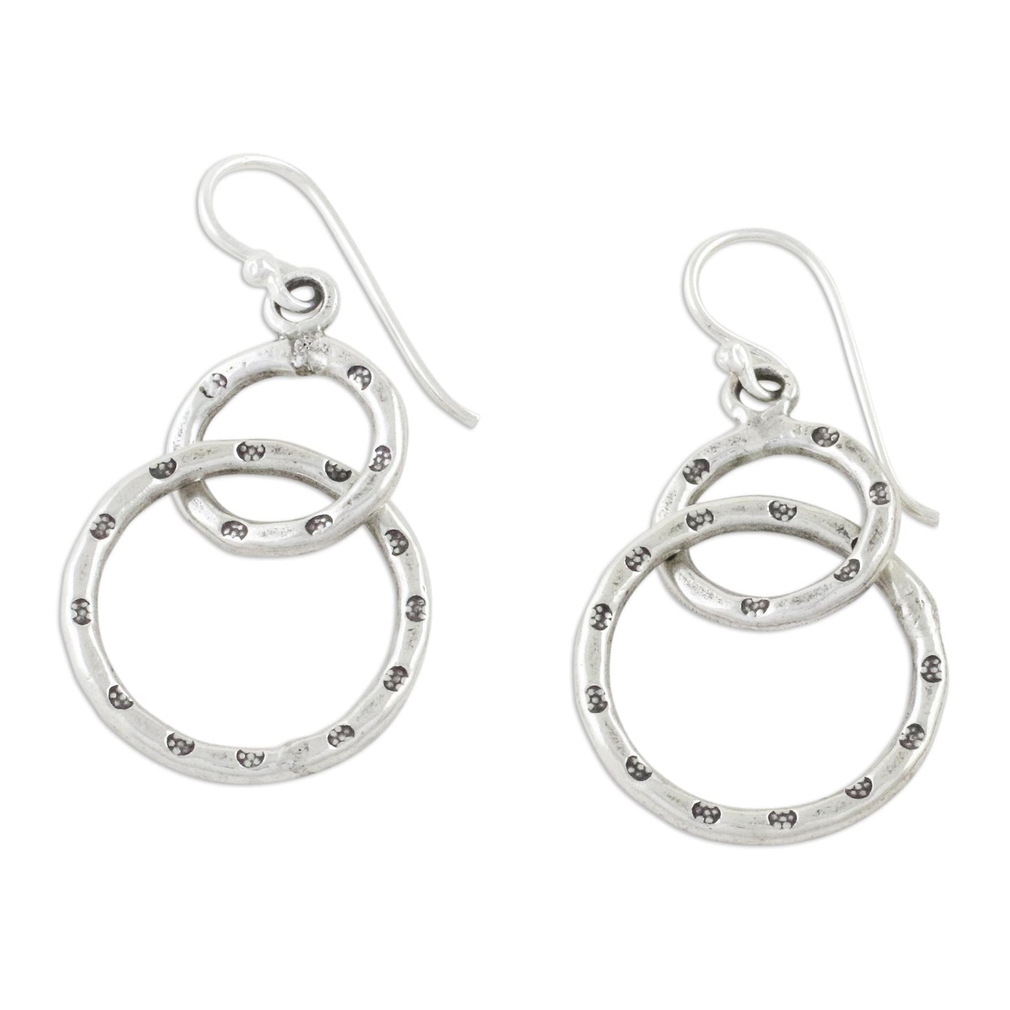 Dainty Links Stamped Sterling Silver Dangle Earrings from Thailand