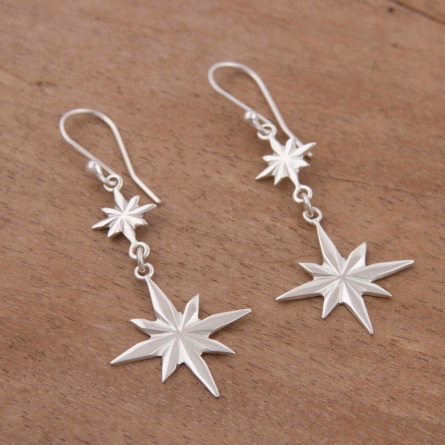 Beauty of the Cosmos Star-Themed Sterling Silver Dangle Earrings form Peru