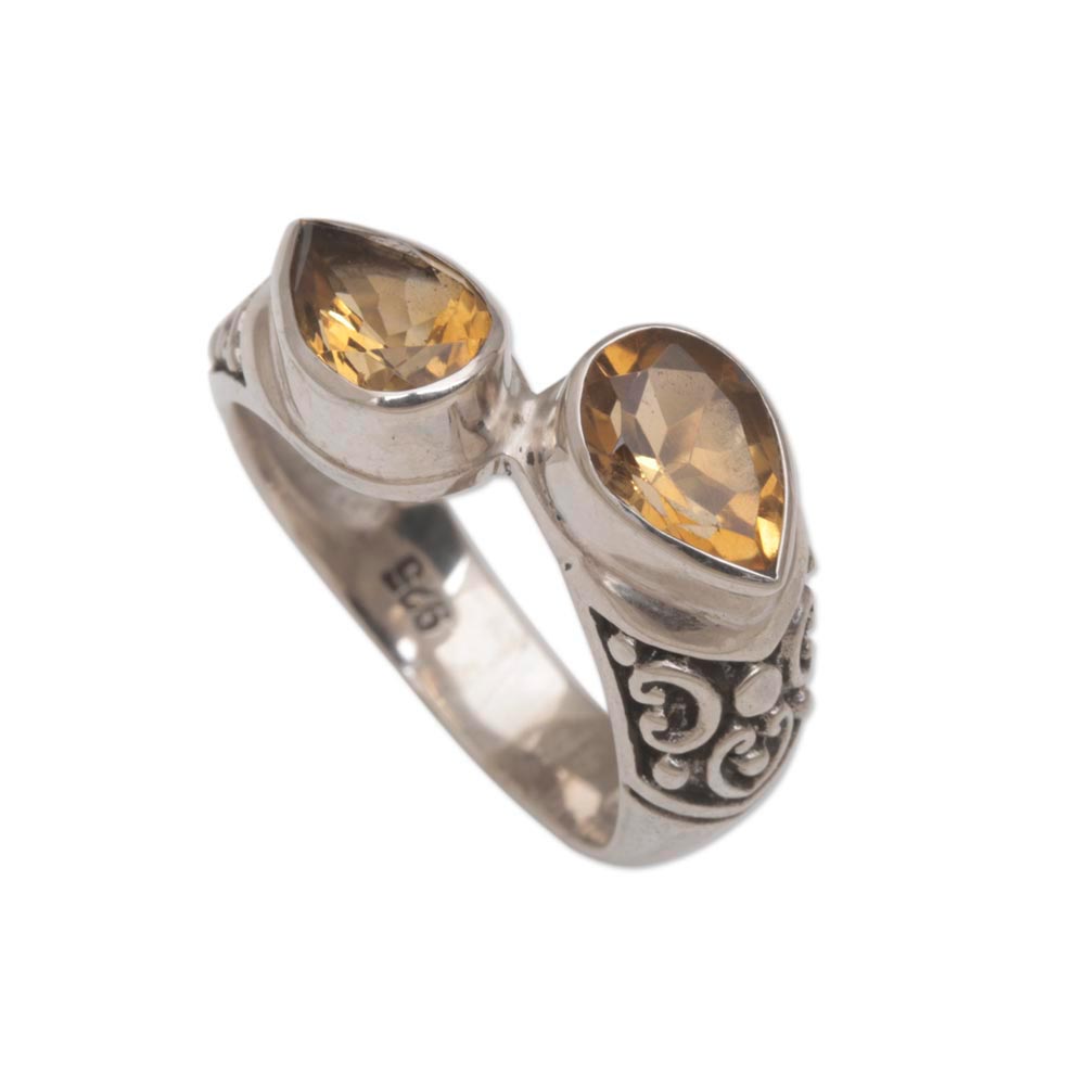 Temple Tears Citrine Silver Ring