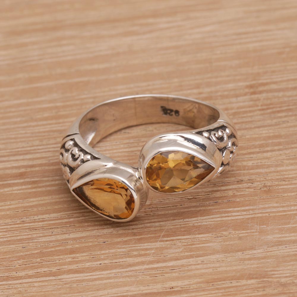 Temple Tears Citrine Silver Ring