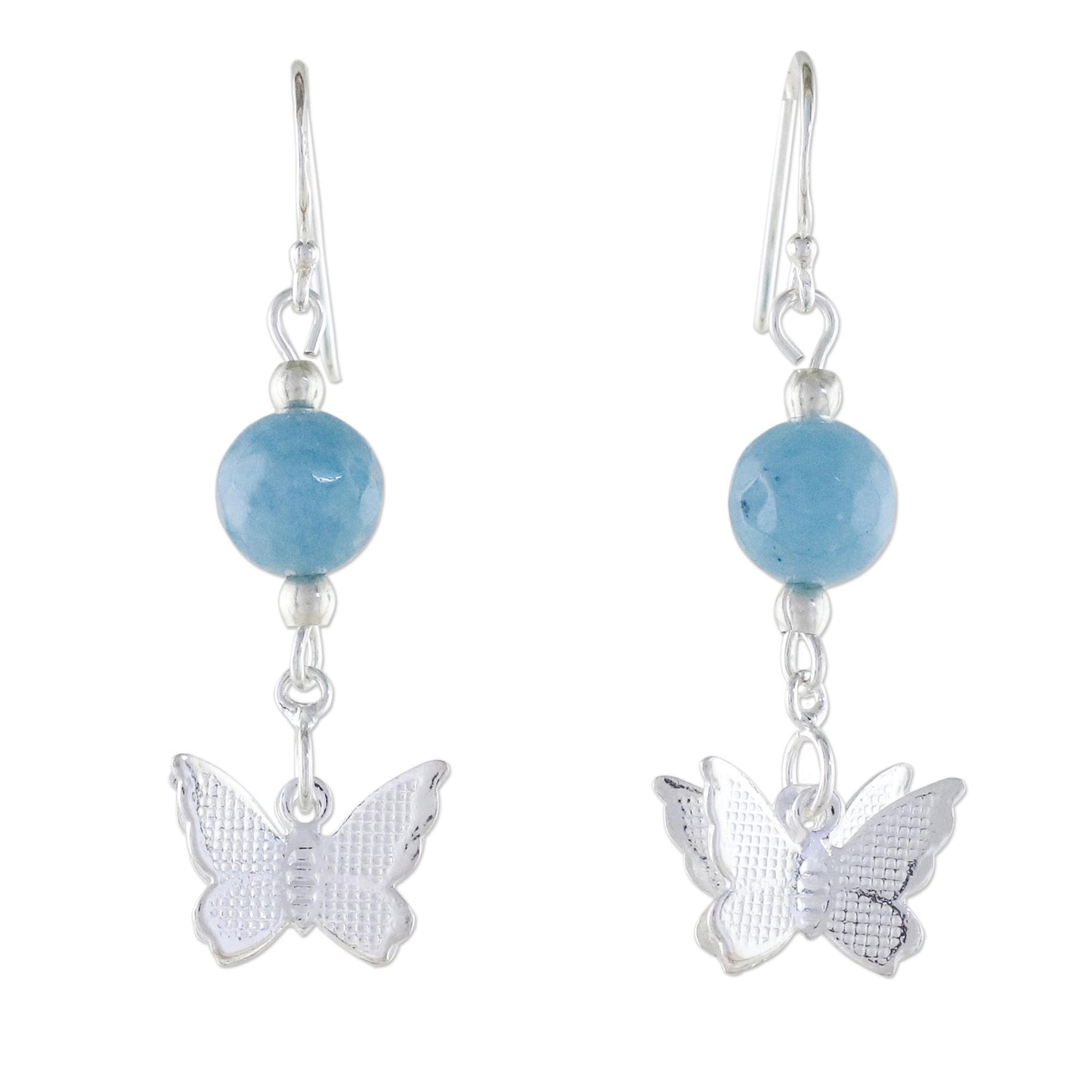 Butterfly Paradise Chalcedony and Sterling Silver Butterfly Dangle Earrings