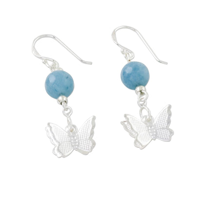 Butterfly Paradise Chalcedony and Sterling Silver Butterfly Dangle Earrings