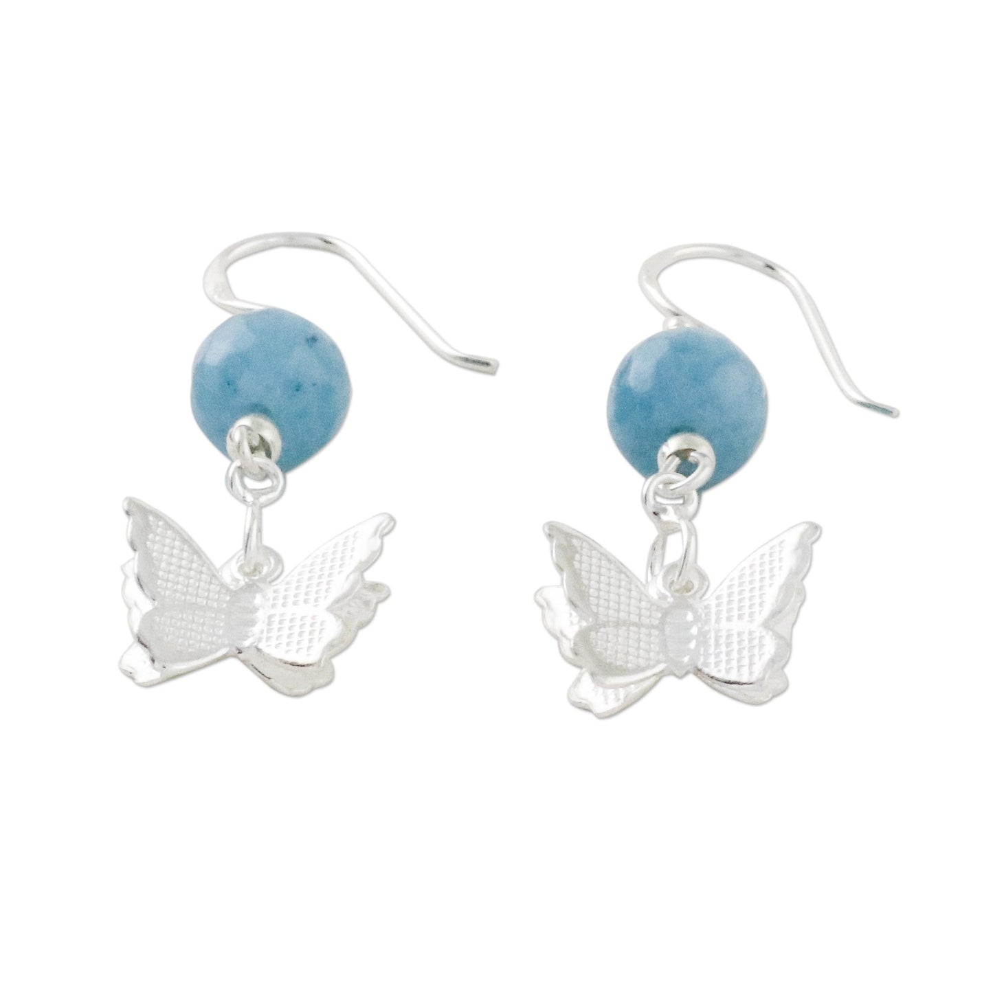 Butterfly Paradise Chalcedony and Sterling Silver Butterfly Dangle Earrings