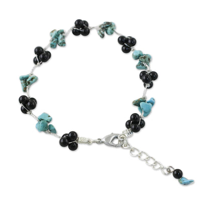 Chiang Mai Mist Artisan Crafted Bracelet with Onyx and Turquoise Beads