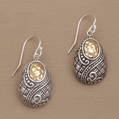 Infinite Sunshine Ornately Detailed 18k Gold and Sterling Silver Earrings