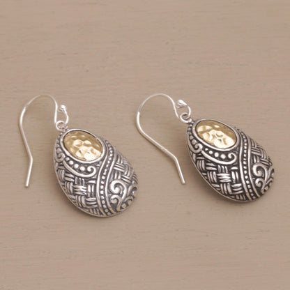 Infinite Sunshine Ornately Detailed 18k Gold and Sterling Silver Earrings