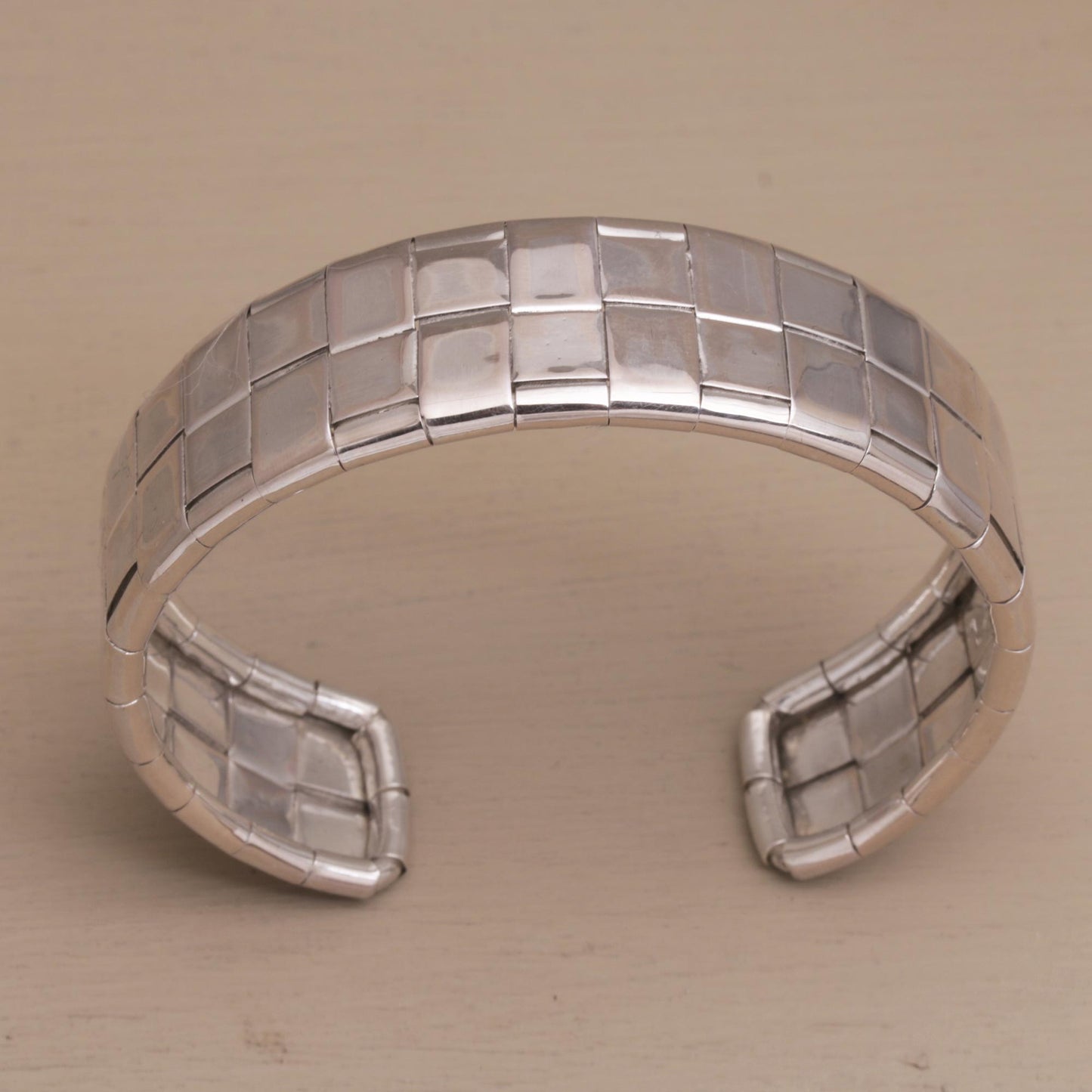 Gleaming Weave Woven Sterling Silver Cuff Bracelet from Bali