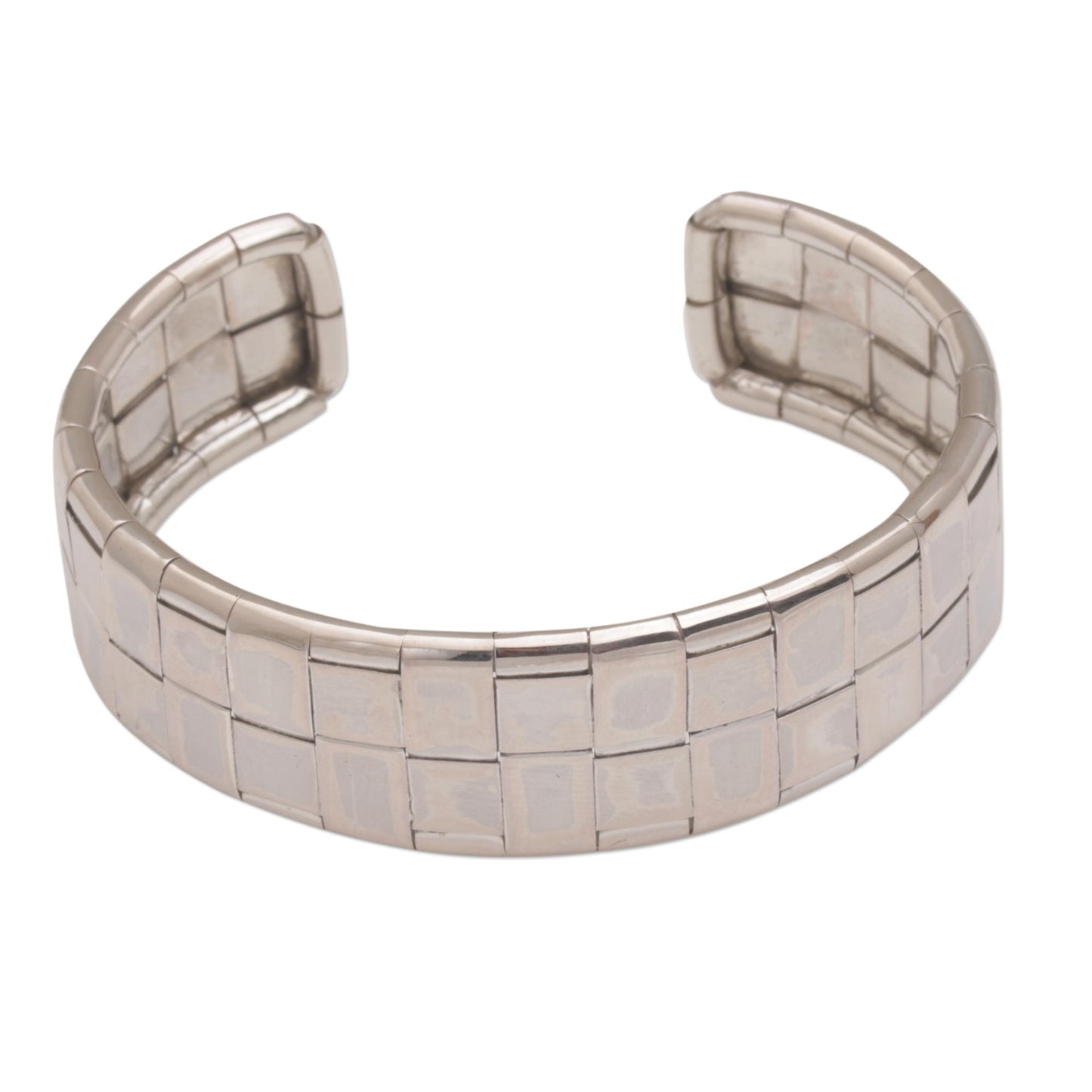 Gleaming Weave Woven Sterling Silver Cuff Bracelet from Bali