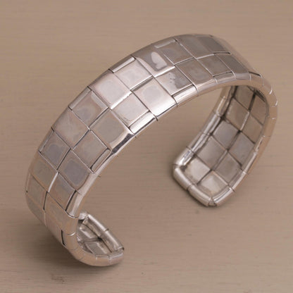 Gleaming Weave Woven Sterling Silver Cuff Bracelet from Bali