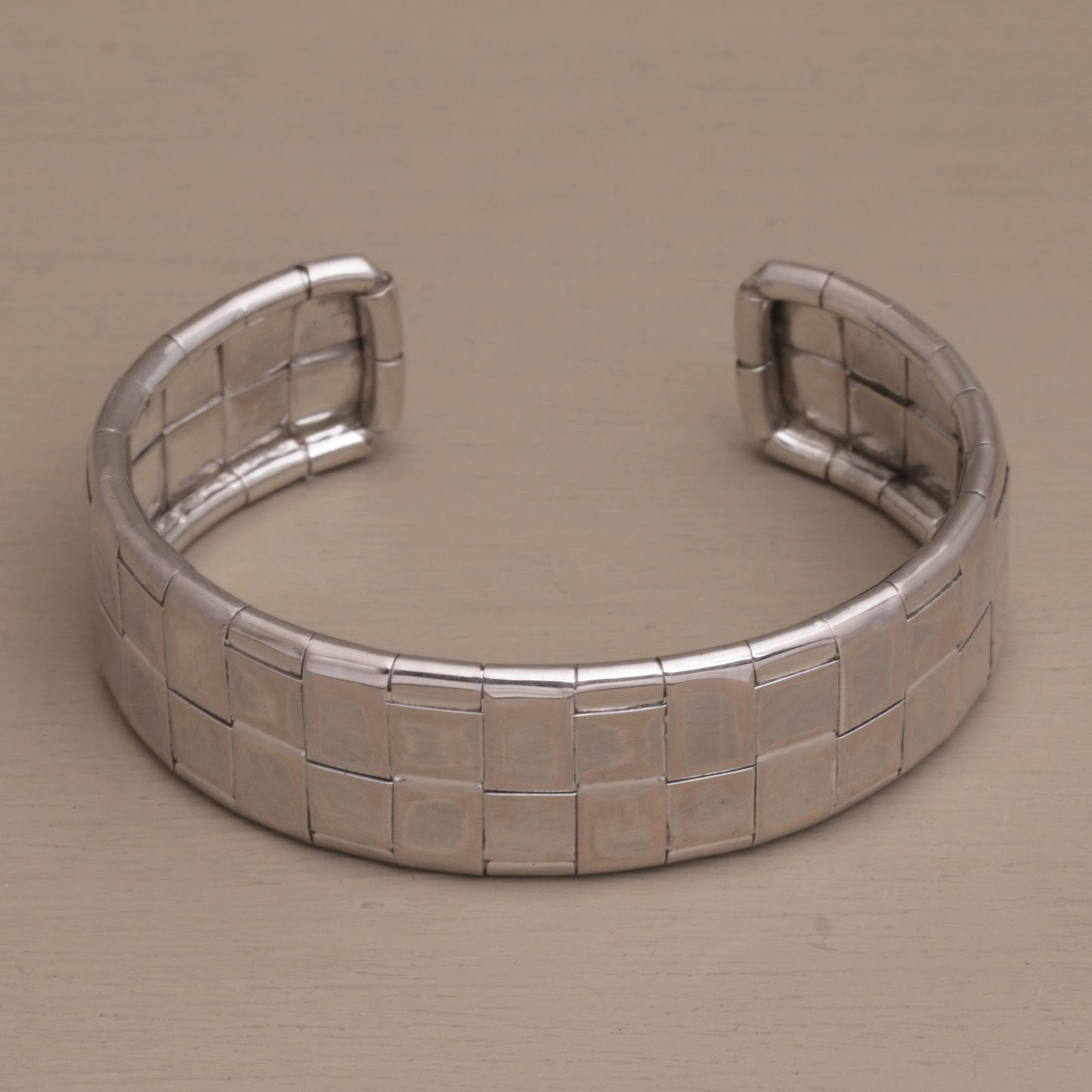 Gleaming Weave Woven Sterling Silver Cuff Bracelet from Bali