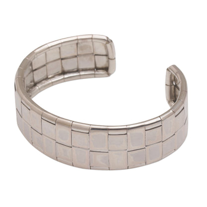 Gleaming Weave Woven Sterling Silver Cuff Bracelet from Bali