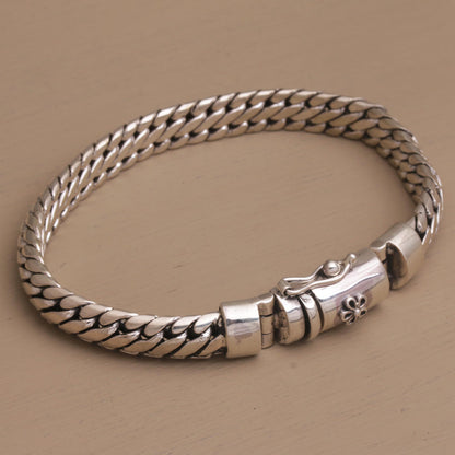 Chain of Power Chain Bracelet Crafted of Sterling Silver from Bali