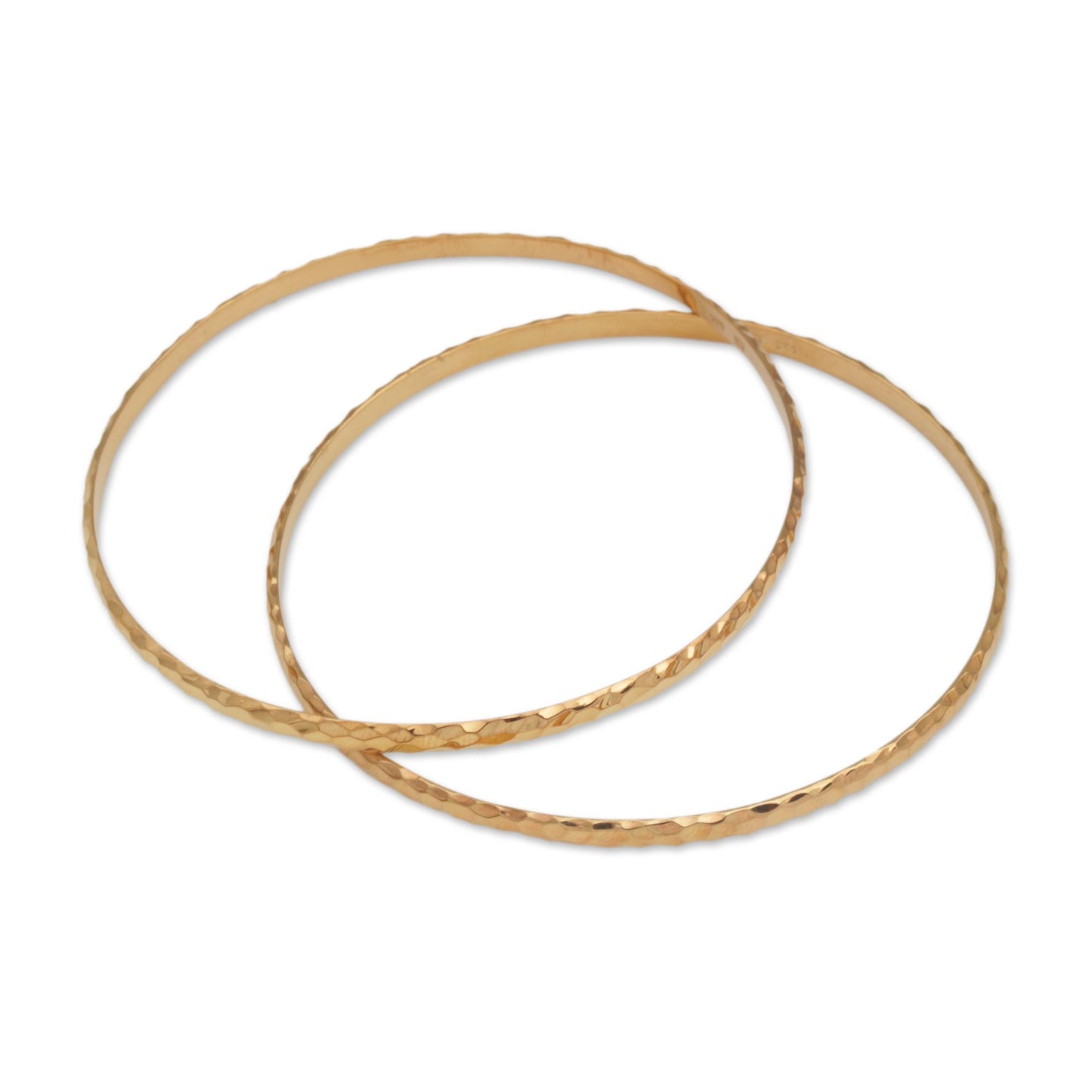 Slim Radiant Shine 2 Gold Plated 925 Slim Half Hoop Bangle Bracelets from Bali