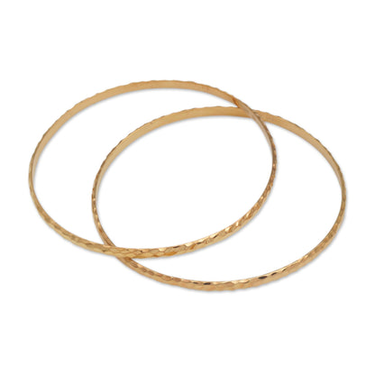 Slim Radiant Shine 2 Gold Plated 925 Slim Half Hoop Bangle Bracelets from Bali