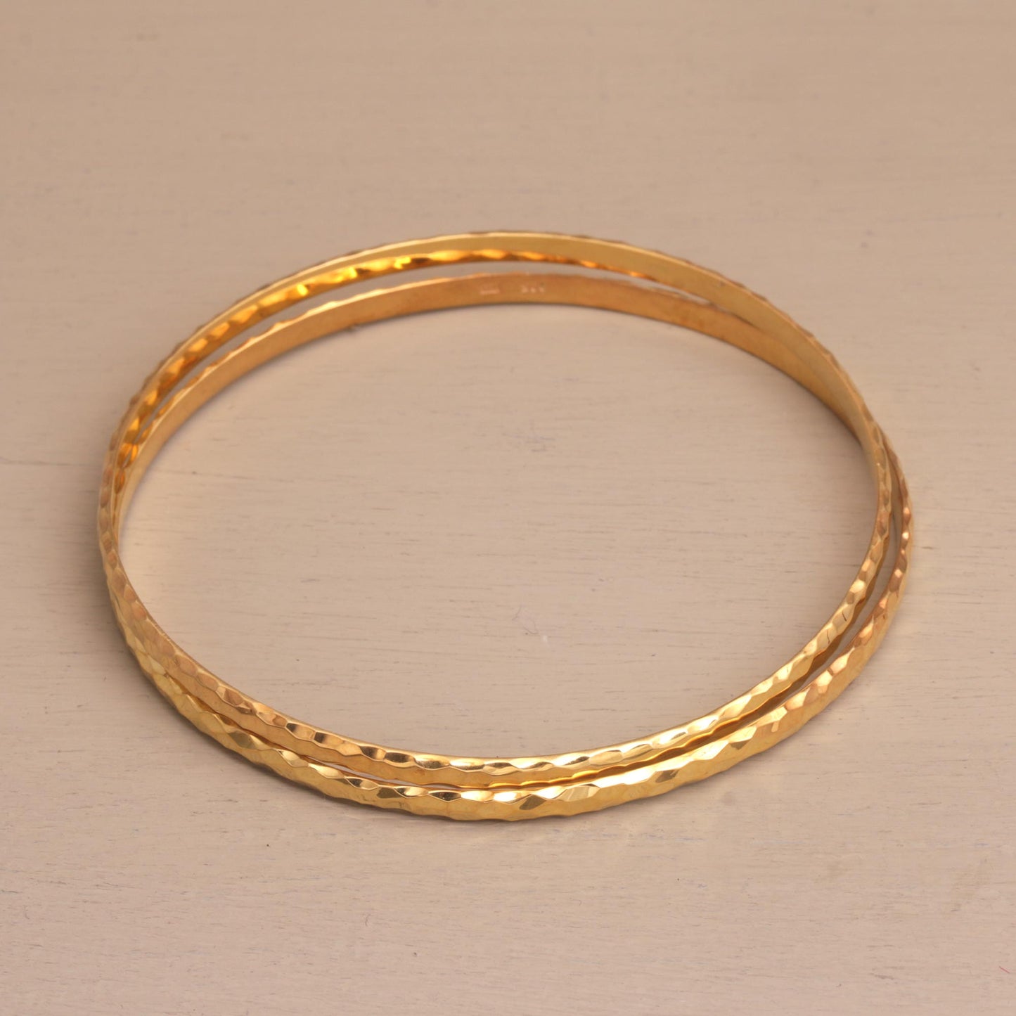 Slim Radiant Shine 2 Gold Plated 925 Slim Half Hoop Bangle Bracelets from Bali