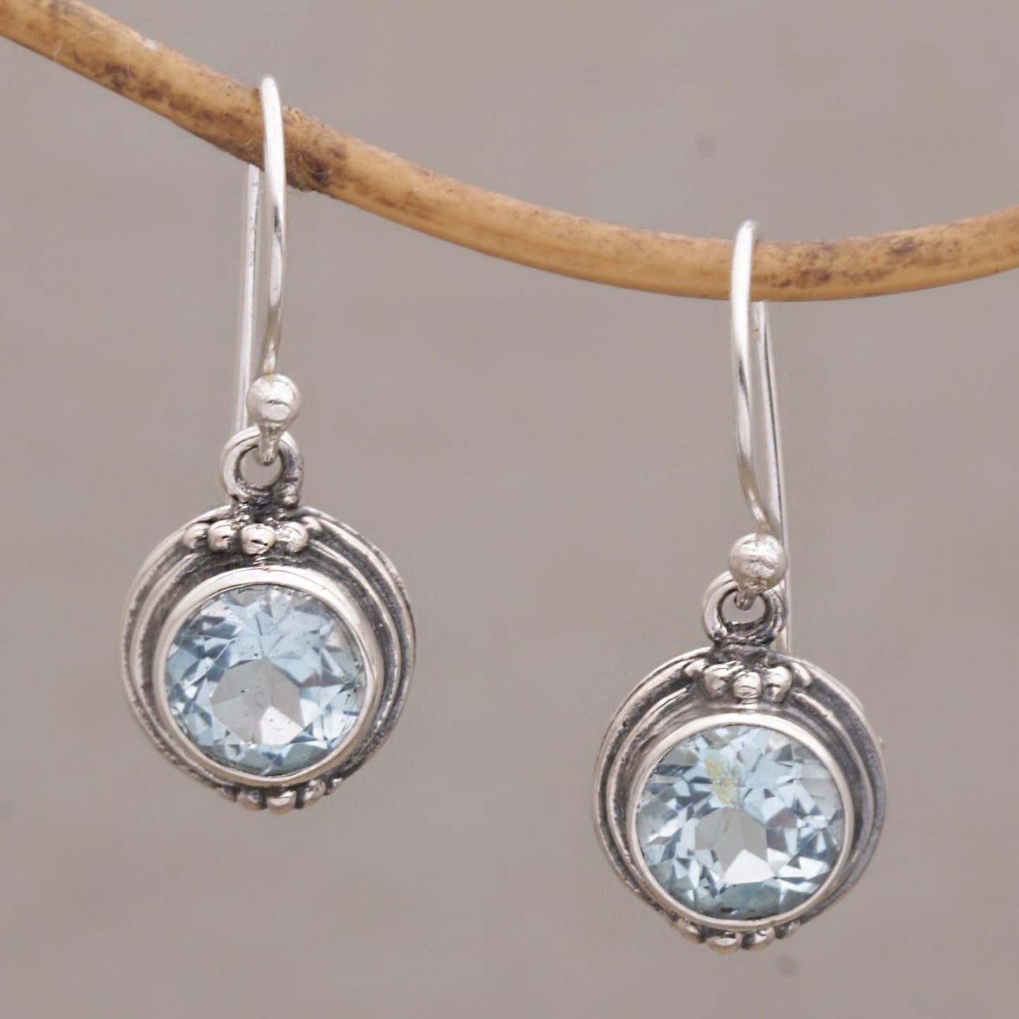 Cool Radiance Blue Topaz & Silver Dangle Earrings