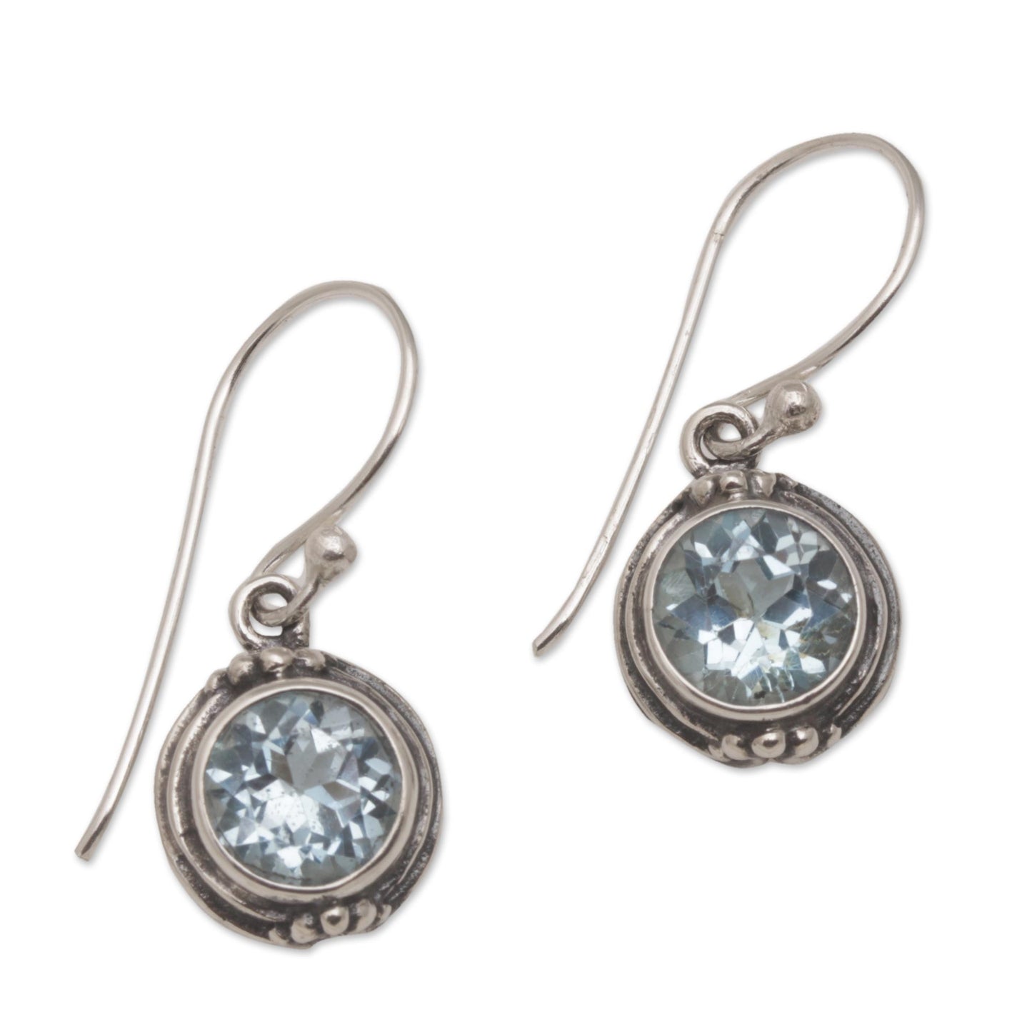 Cool Radiance Blue Topaz & Silver Dangle Earrings