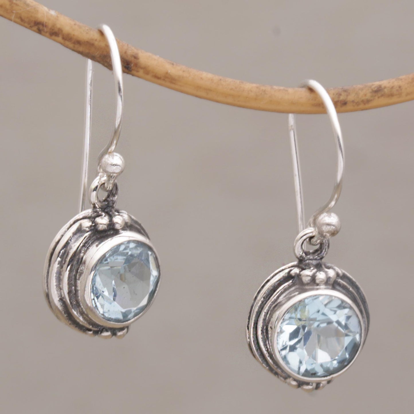 Cool Radiance Blue Topaz & Silver Dangle Earrings