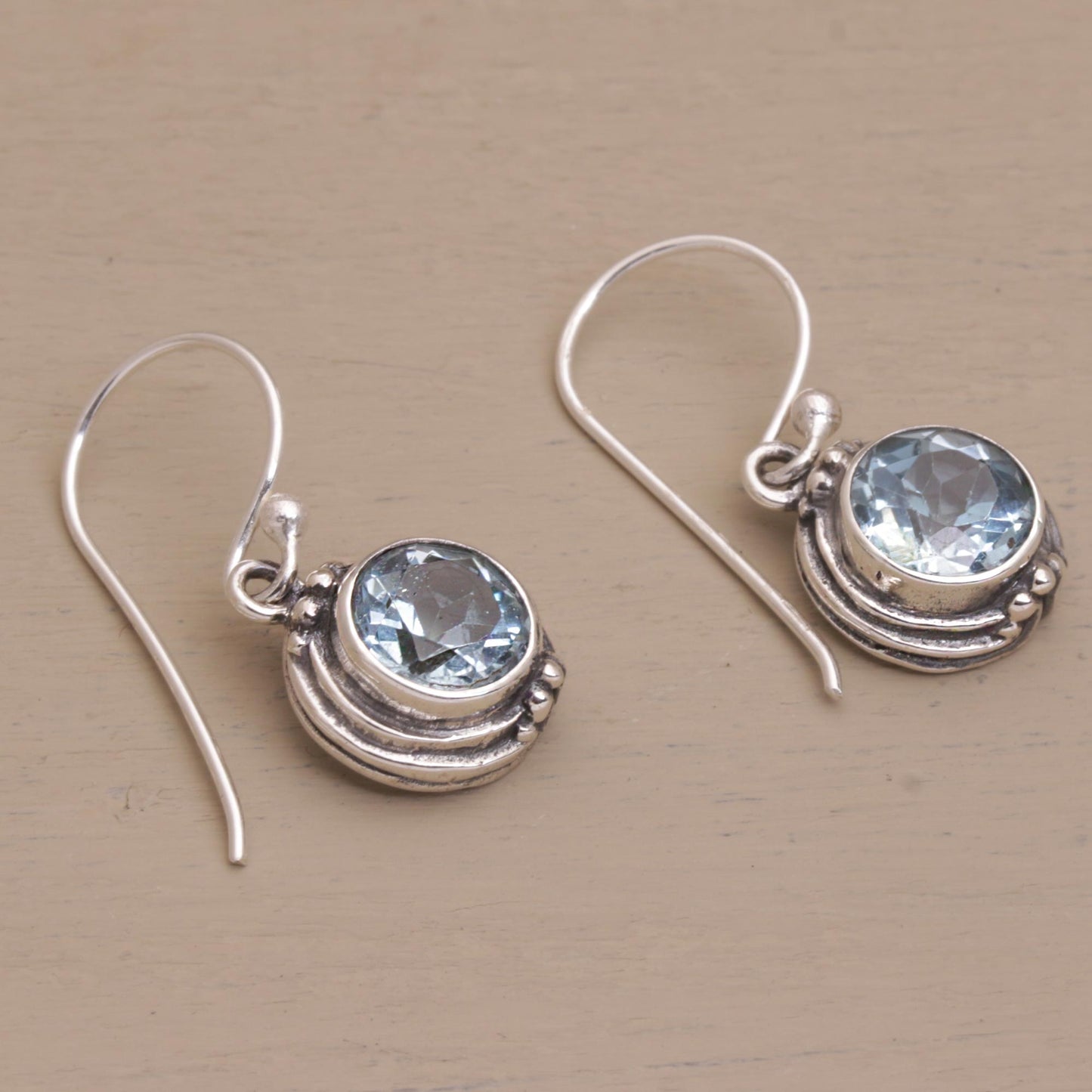 Cool Radiance Blue Topaz & Silver Dangle Earrings