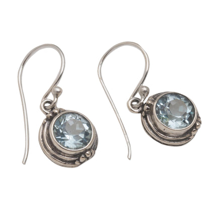 Cool Radiance Blue Topaz & Silver Dangle Earrings