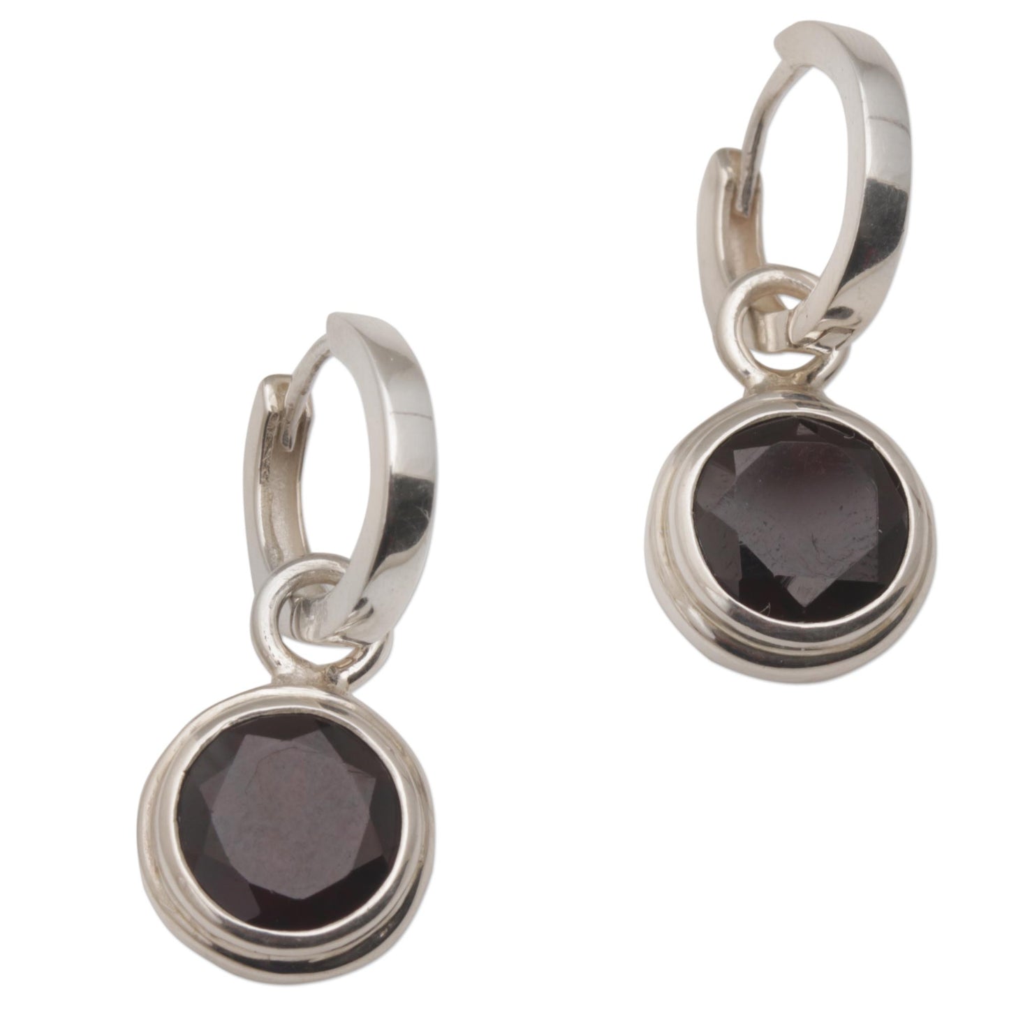 Stoplight 2.5 Carat Garnet Hoop Dangle Earrings from Bali