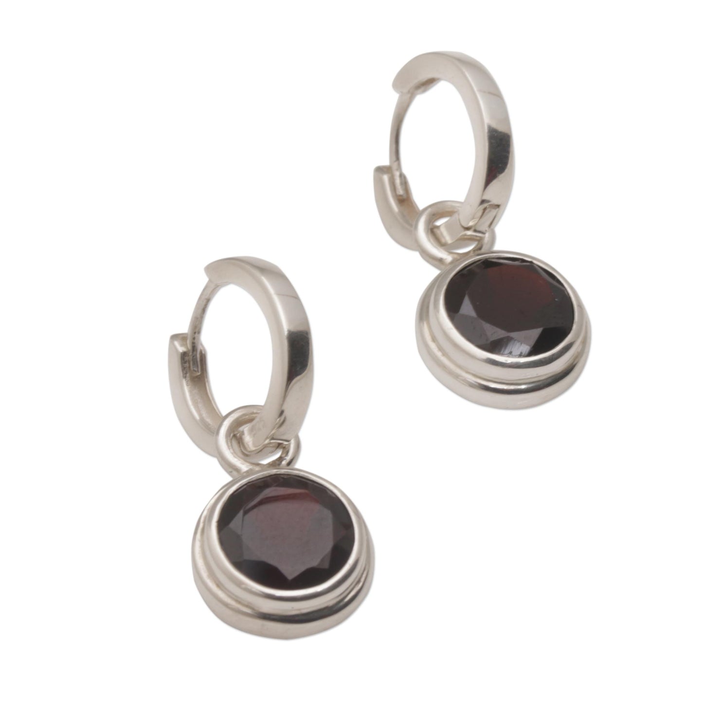 Stoplight 2.5 Carat Garnet Hoop Dangle Earrings from Bali